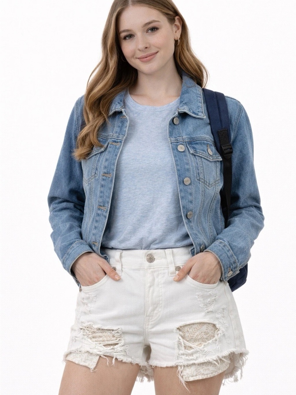 American Eagle White Ripped Denim Shorts Women’s 0 Raw Hem Festival